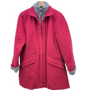 STEINBOCK Austria Red Wool Blend Zip Collar Coat Jacket Womens 8‎ Warm Outerwear